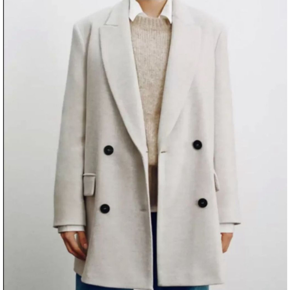 NWT Women's Zara double breasted cream Blazer Size M